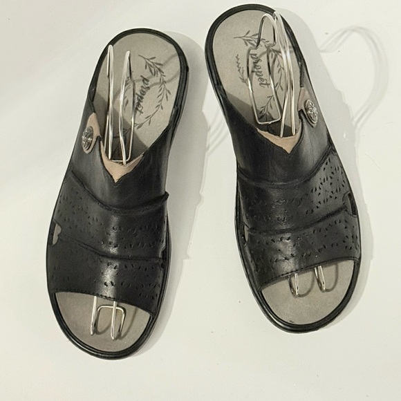 Propet Gertie CutOuts Slide Women Sz 10.5 (2E) Black Sandals WSO041LBLK X wide - Picture 1 of 11